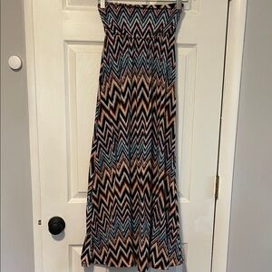 Joe B Zigzag Chevron Maxi Skirt in Blue, Pink, Black & Cream